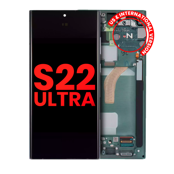 Samsung Galaxy S22 Ultra İle Uyumlu İçin Çerçeveli ekran 5G - (Yeşil)  Orijinal Ekranı