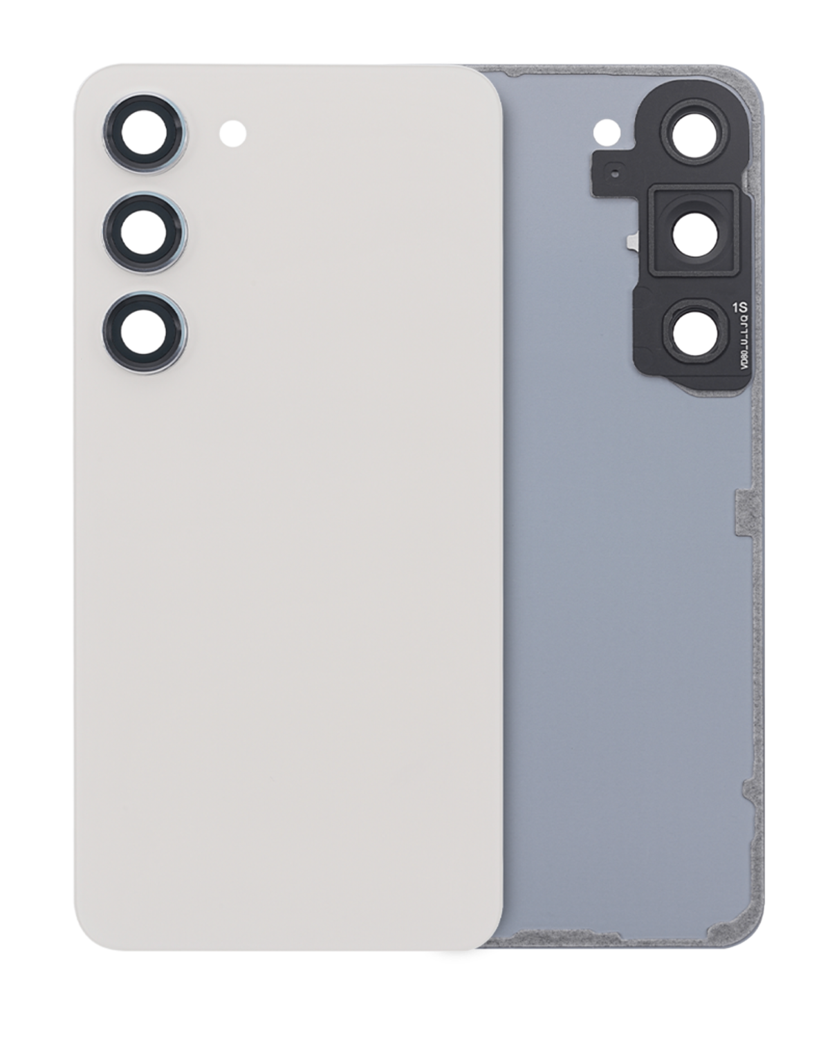 Samsung Galaxy S23 Arka İle Uyumlu Kapak Camı Kamera Lensli (Servis Paketi) (Krem)
