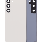 Samsung Galaxy S23 Plus İle Uyumlu 5G Arka Kapak Camı Kamera Lensli  (Krem)