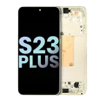Samsung Galaxy S23 Plus İle Uyumlu Çerçeveli Ekran Dokunmatik Orijinal Ekranı (Servis Paketi)(Krem)
