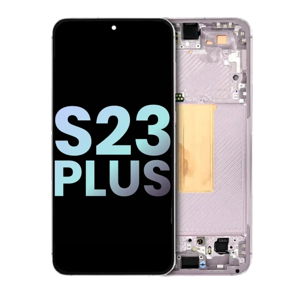 Samsung Galaxy S23 Plus İle Uyumlu Çerçeveli Ekran Dokunmatik Orijinal Ekranı (Servis Paketi)(Lavanta)