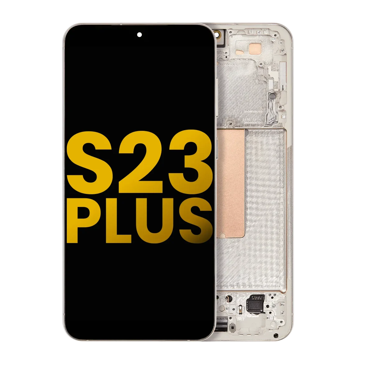 Samsung Galaxy S23 Plus İle Uyumlu Çerçeveli Ekran Dokunmatik Orijinal(Krem)