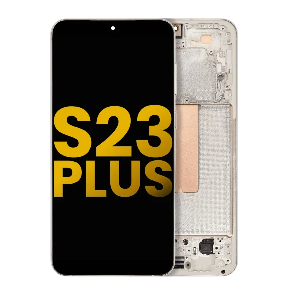 Samsung Galaxy S23 Plus İle Uyumlu Çerçeveli Ekran Dokunmatik Orijinal(Krem)