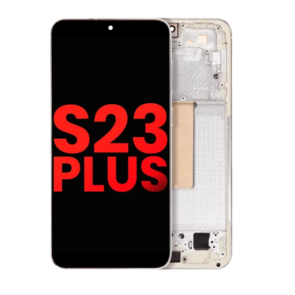 Samsung Galaxy S23 Plus İle Uyumlu Çerçeveli Ekran Dokunmatik(Krem)