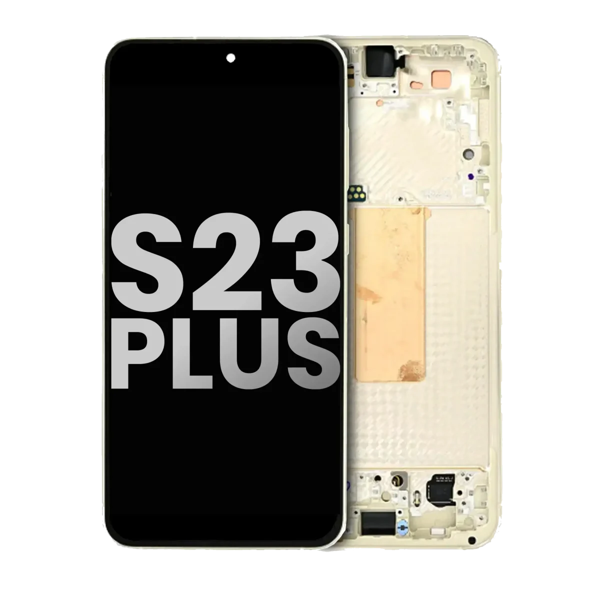 Samsung Galaxy S23 Plus İle Uyumlu Çerçeveli ekran Orijinal Ekranı(Kullanılmış OEM Çekme: Sınıf A)(Krem)