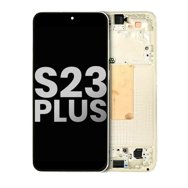 Samsung Galaxy S23 Plus İle Uyumlu Çerçeveli ekran Orijinal Ekranı(Kullanılmış OEM Çekme: Sınıf A)(Krem)