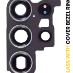 Samsung Galaxy S23 Ultra İle Uyumlu Arka Kamera Lensi Çerçeveli Halkalı 5G (Krem)