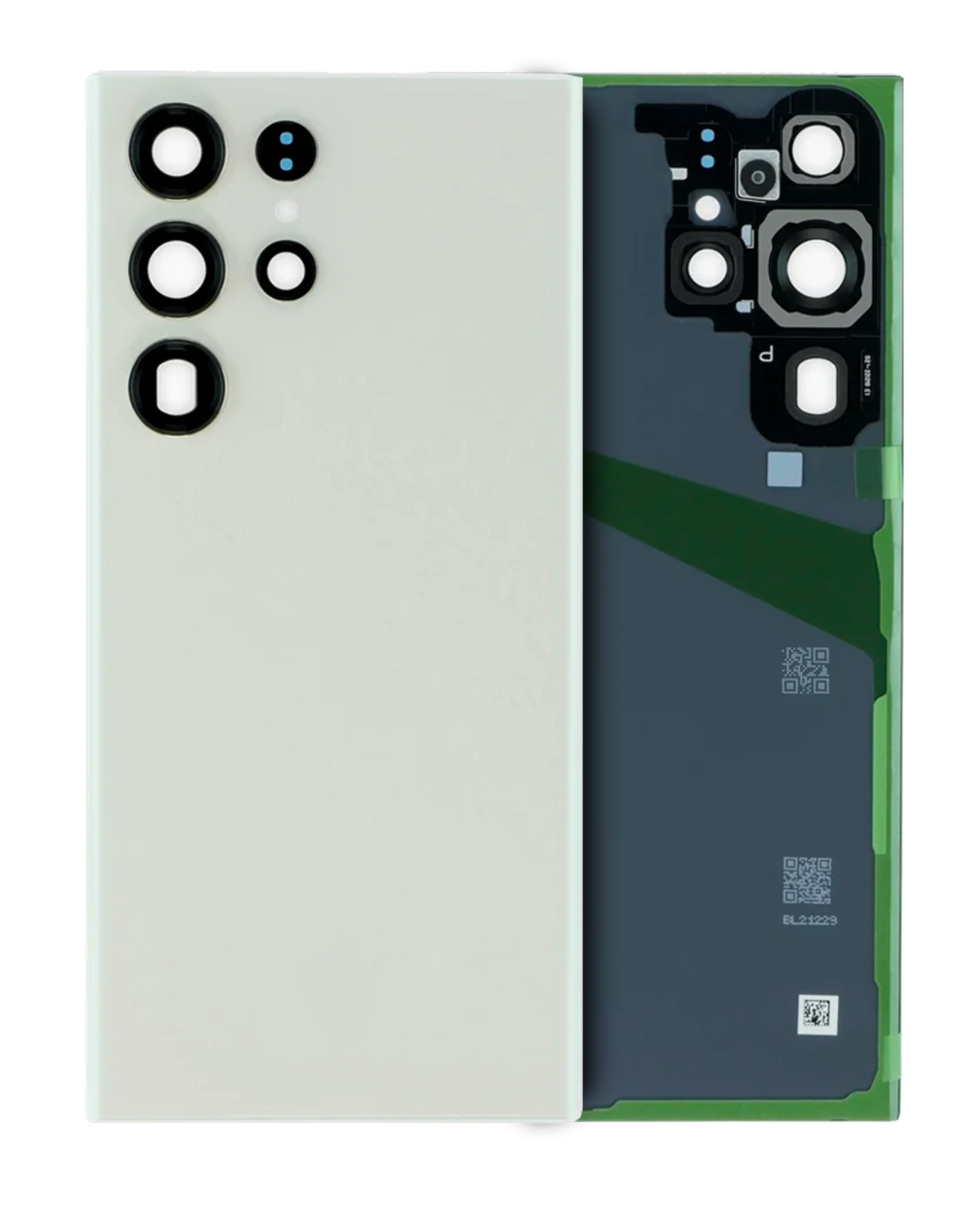 Samsung Galaxy S23 Ultra İle Uyumlu Arka Kapak Camı Kamera Lensiyle (Servis Paketi) (Krem)