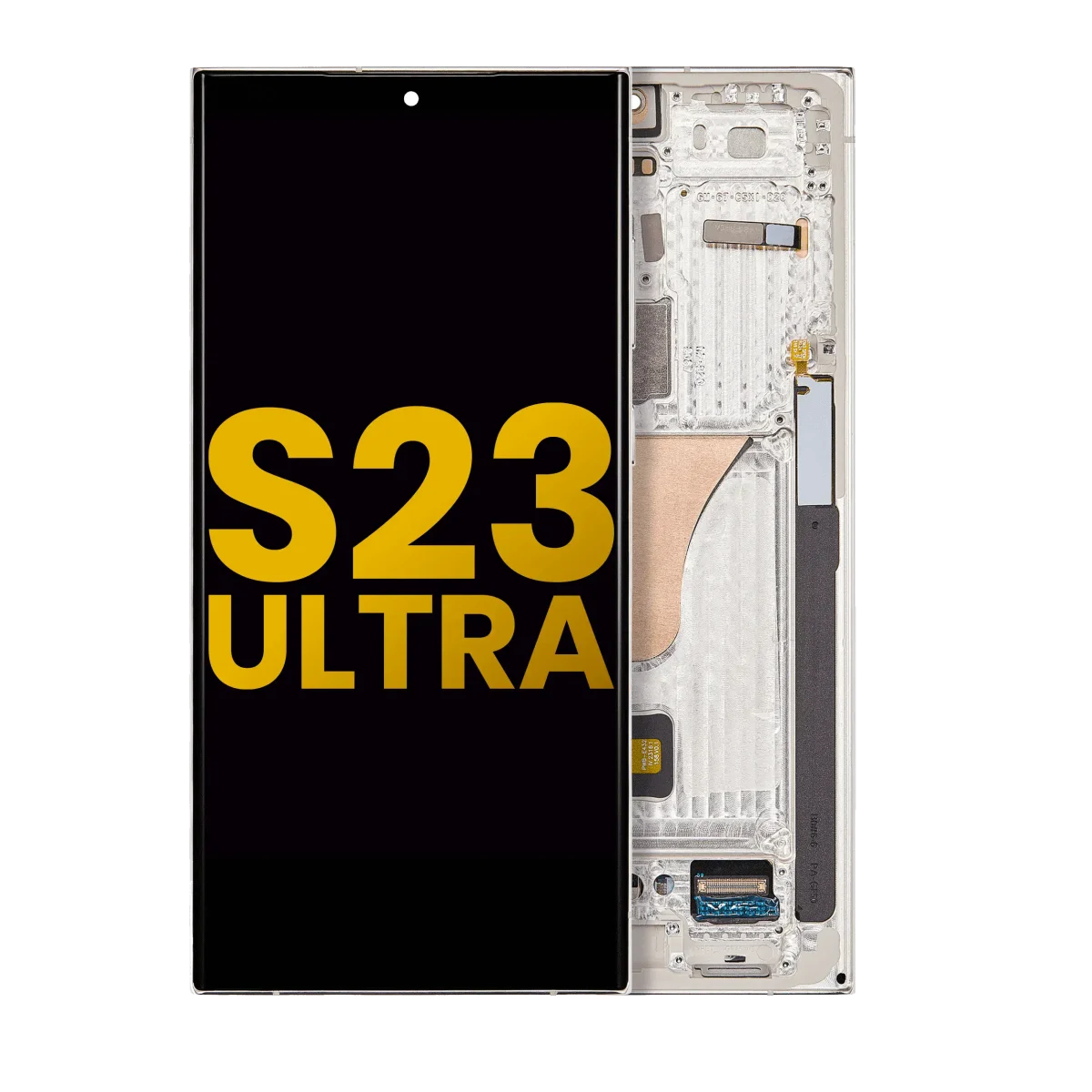 Samsung Galaxy S23 Ultra İle Uyumlu Çerçeveli Ekran Dokunmatik Ekran Orijinal(Krem)
