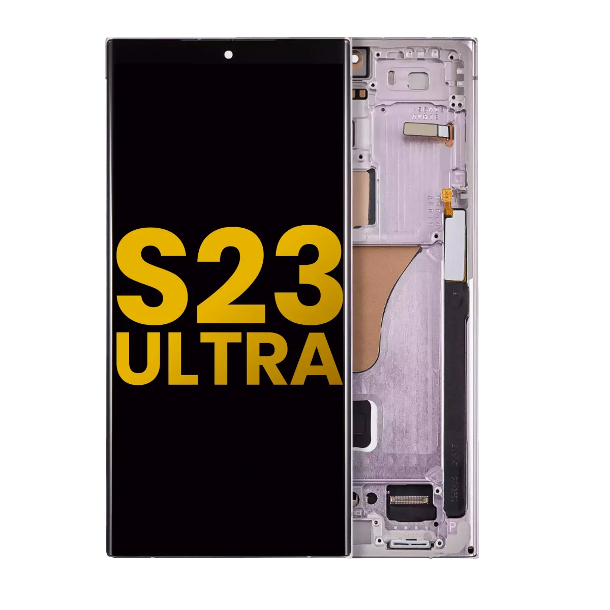 Samsung Galaxy S23 Ultra İle Uyumlu Çerçeveli Ekran Dokunmatik Ekran Orijinal(Lavanta)