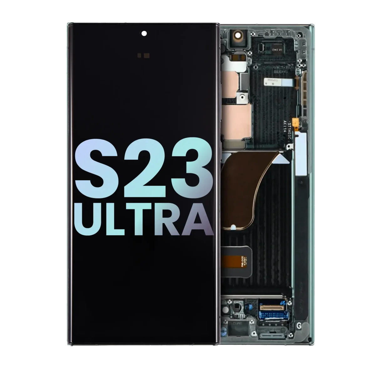 Samsung Galaxy S23 Ultra İle Uyumlu Çerçeveli Ekran Dokunmatik Orijinal Ekranı (Servis Paketi)(Gök Mavisi ve Limon)