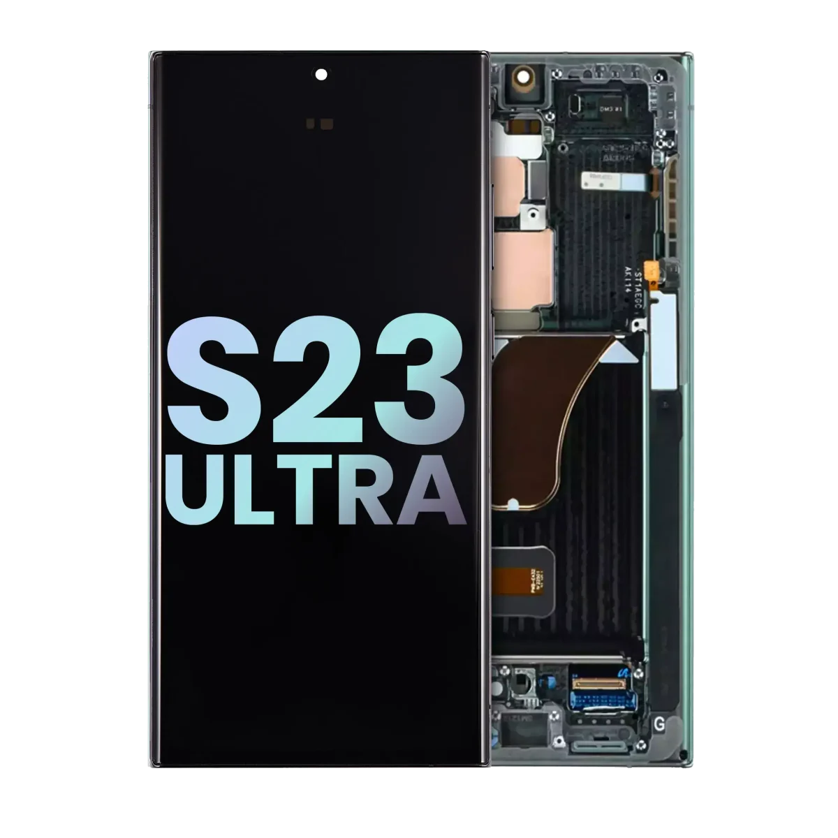 Samsung Galaxy S23 Ultra İle Uyumlu Çerçeveli Ekran Dokunmatik Orijinal Ekranı (Servis Paketi)(Yeşil)
