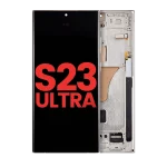 Samsung Galaxy S23 Ultra İle Uyumlu Çerçeveli Ekran Dokunmatik(Krem)