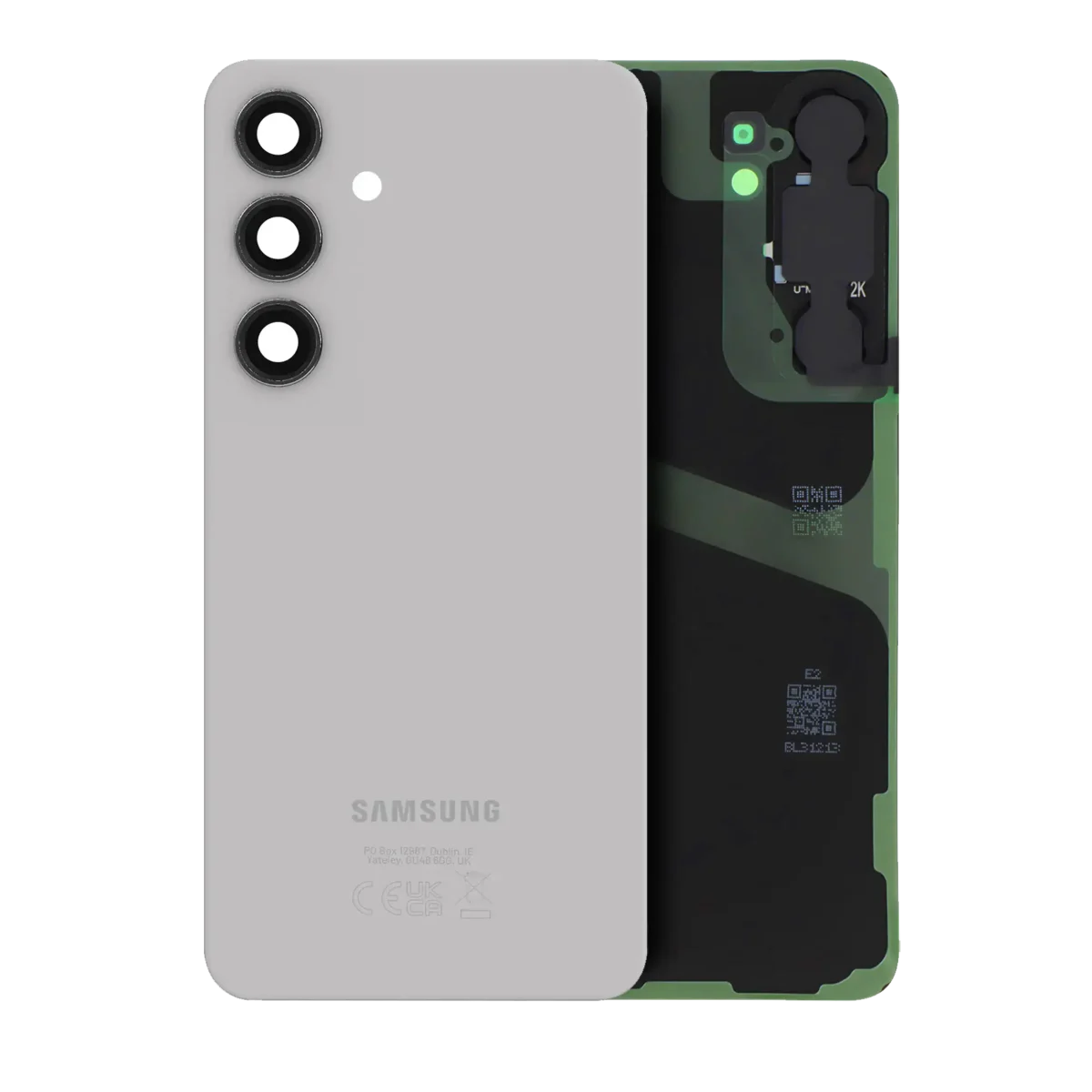 Samsung Galaxy S24 Plus İle Uyumlu Arka Kapak Camı Kamera Lensiyle Uyumlu (Servis Paketi) (Mermer Gri)