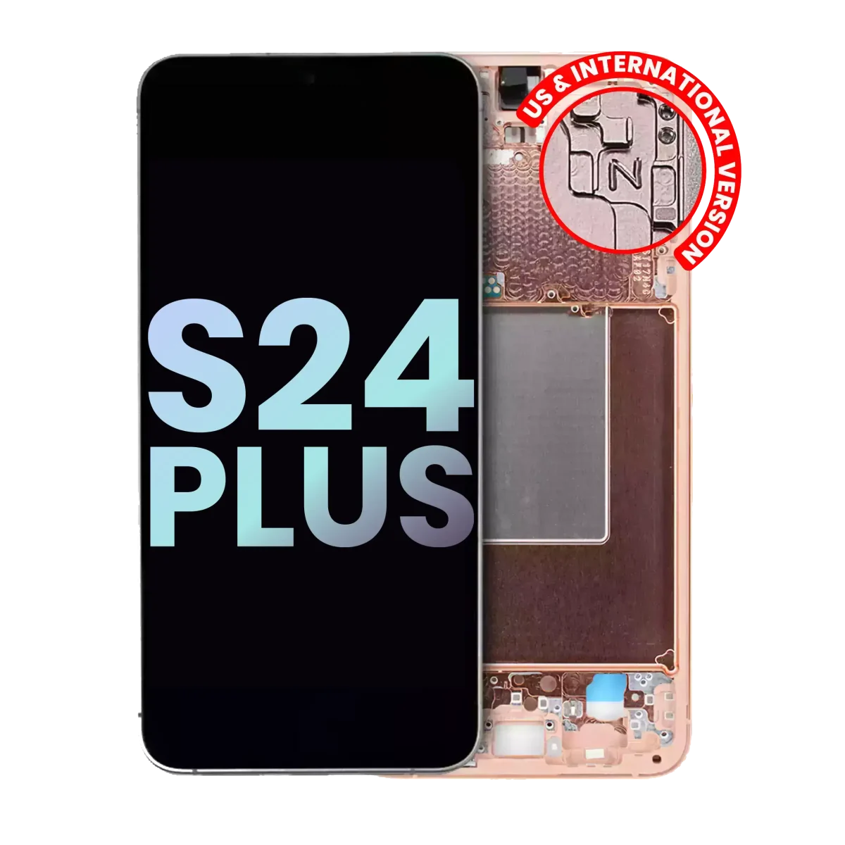 Samsung Galaxy S24 Plus İle Uyumlu İçin Çerçeveli ekran 5G - (Servis Paketi) (Kumtaşı Turuncusu)  Orijinal Ekranı