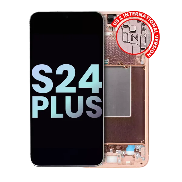 Samsung Galaxy S24 Plus İle Uyumlu İçin Çerçeveli ekran 5G - (Servis Paketi) (Kumtaşı Turuncusu)  Orijinal Ekranı