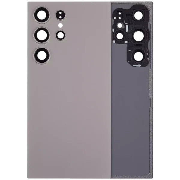 Samsung Galaxy S24 Ultra İle Uyumlu 5G Arka Kapak Camı Kamera Lensiyle  (Aftermarket Plus) (Titanyum Gri)