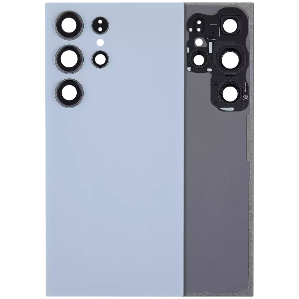 Samsung Galaxy S24 Ultra İle Uyumlu 5G Arka Kapak Camı Kamera Lensli (Titanyum Mavisi)