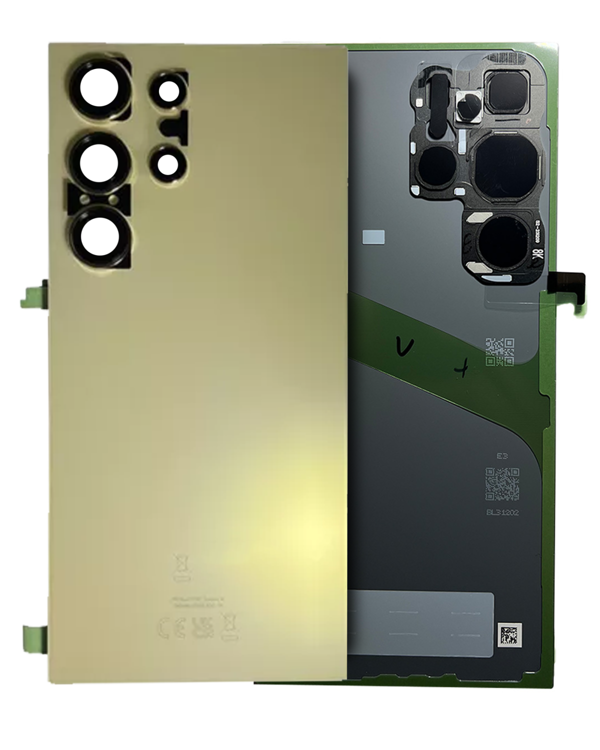 Samsung Galaxy S24 Ultra İle Uyumlu Arka Kapak Camı Kamera Lensiyle Uyumlu (Servis Paketi) (Titanyum Sarısı)