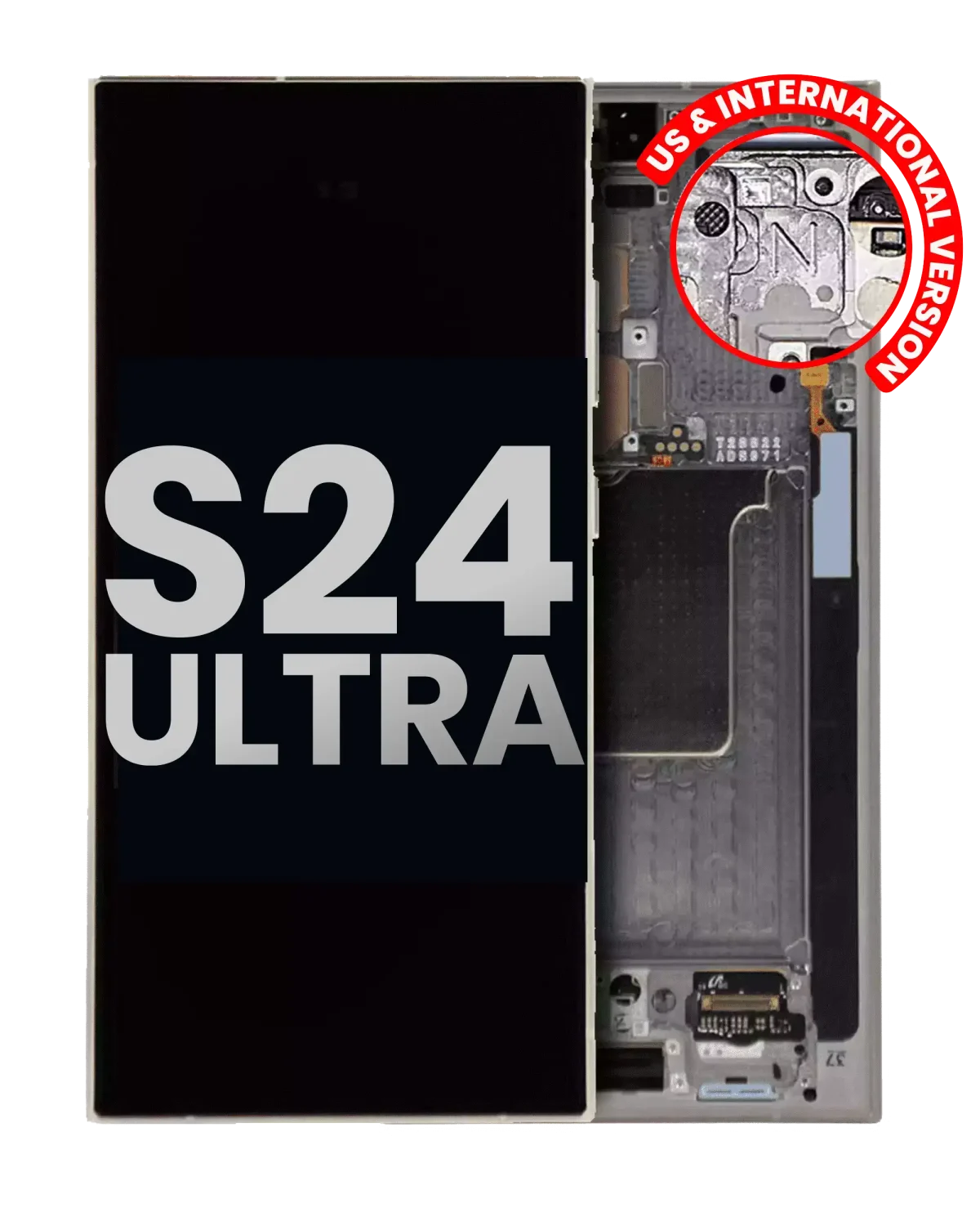 Samsung Galaxy S24 Ultra İle Uyumlu Çerçeveli ekran Orijinal Ekranı (Titanyum Gri)
