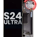 Samsung Galaxy S24 Ultra İle Uyumlu Çerçeveli ekran Orijinal Ekranı (Titanyum Gri)