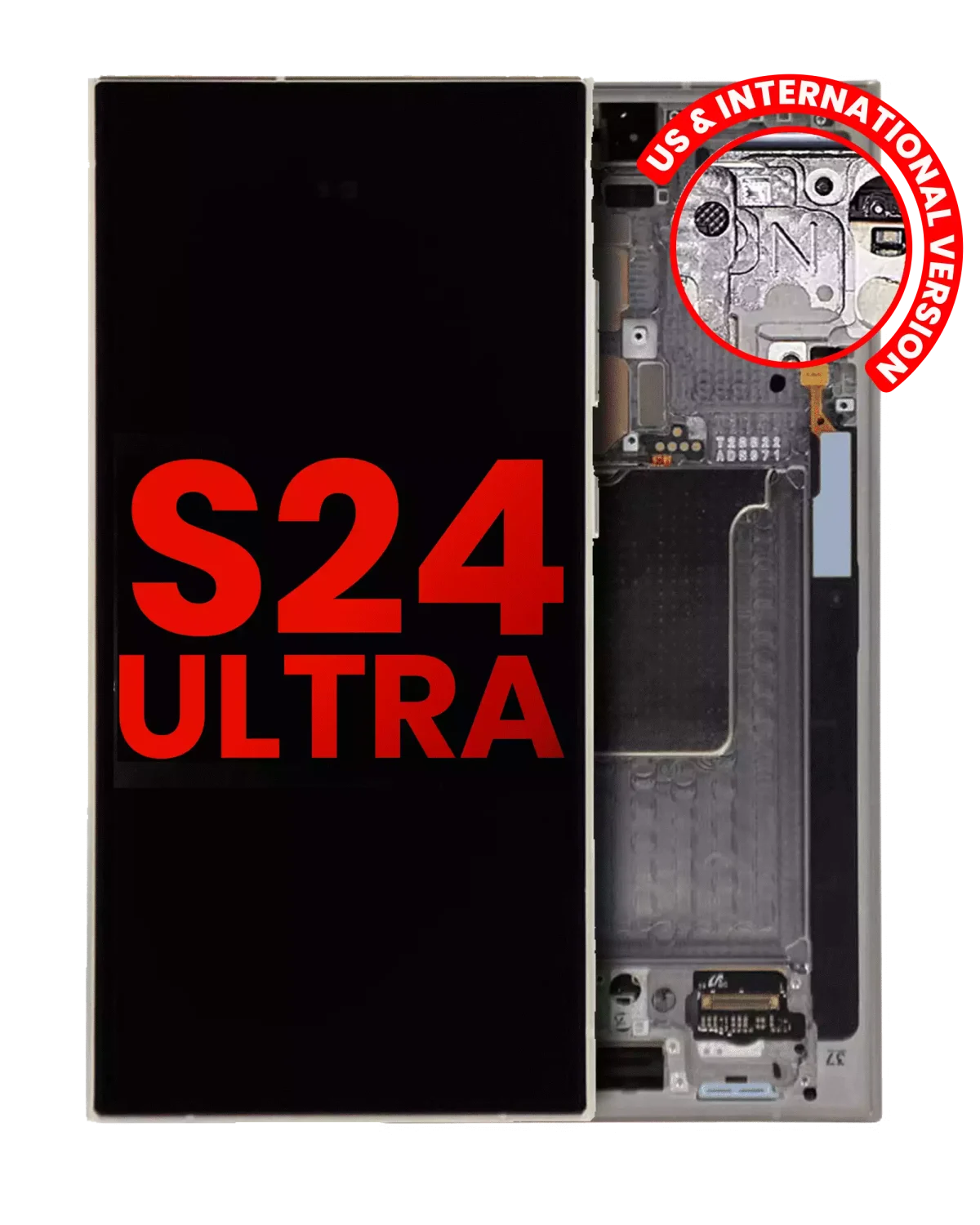 Samsung Galaxy S24 Ultra İle Uyumlu - (Titanyum Gri) Çerçeveli ekran Orijinal Ekranı
