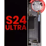 Samsung Galaxy S24 Ultra İle Uyumlu - (Titanyum Gri) Çerçeveli ekran Orijinal Ekranı