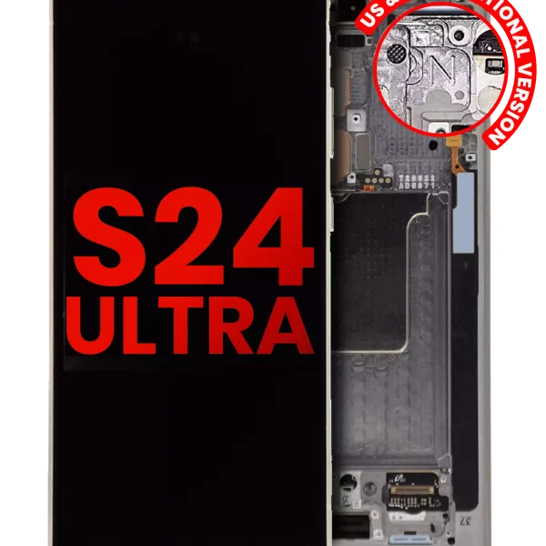 Samsung Galaxy S24 Ultra İle Uyumlu - (Titanyum Gri) Çerçeveli ekran Orijinal Ekranı