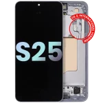 Samsung Galaxy S25 İle Uyumlu Çerçeveli Ekran Dokunmatik Ekran Orijinal Ekranı (Servis Paketi)(Buz Mavisi)