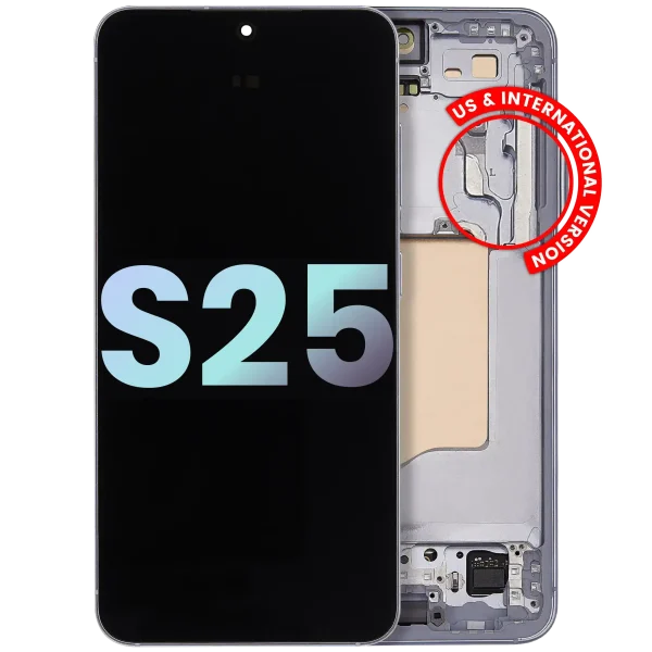 Samsung Galaxy S25 İle Uyumlu Çerçeveli Ekran Dokunmatik Ekran Orijinal Ekranı (Servis Paketi)(Buz Mavisi)
