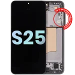 Samsung Galaxy S25 İle Uyumlu Çerçeveli Ekran Dokunmatik Ekran Orijinal Ekranı (Servis Paketi)(Gümüş Gölge)