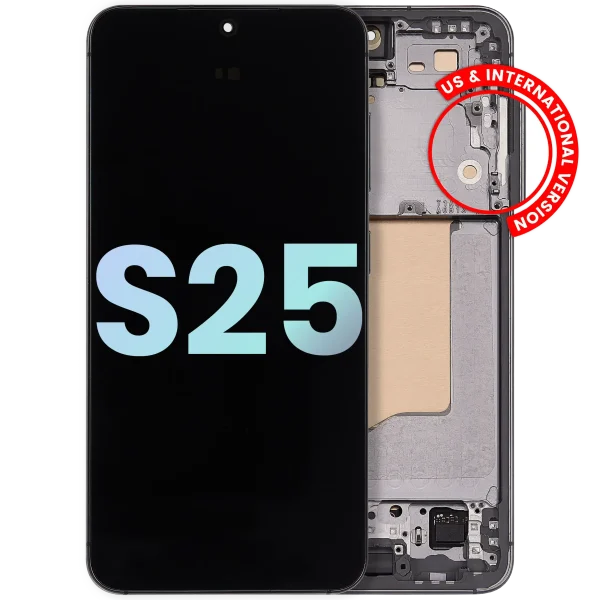 Samsung Galaxy S25 İle Uyumlu Çerçeveli Ekran Dokunmatik Ekran Orijinal Ekranı (Servis Paketi)(Gümüş Gölge)