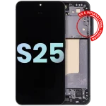 Samsung Galaxy S25 İle Uyumlu Çerçeveli Ekran Dokunmatik Ekran Orijinal Ekranı (Servis Paketi)(Mavi Siyah)