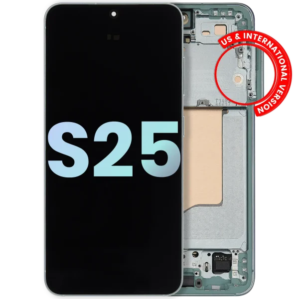 Samsung Galaxy S25 İle Uyumlu Çerçeveli Ekran Dokunmatik Ekran Orijinal Ekranı (Servis Paketi)(Nane)
