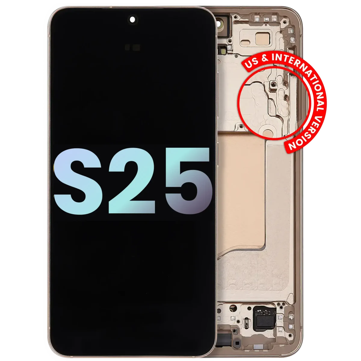 Samsung Galaxy S25 İle Uyumlu Çerçeveli Ekran Dokunmatik Ekran Orijinal Ekranı (Servis Paketi)(Pembe Altın)