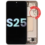 Samsung Galaxy S25 İle Uyumlu Çerçeveli Ekran Dokunmatik Ekran Orijinal Ekranı (Servis Paketi)(Pembe Altın)