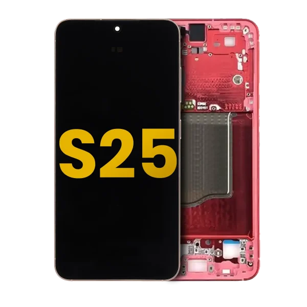 Samsung Galaxy S25 İle Uyumlu Çerçeveli Ekran Dokunmatik Ekran Orijinal(Mercan Kırmızısı)