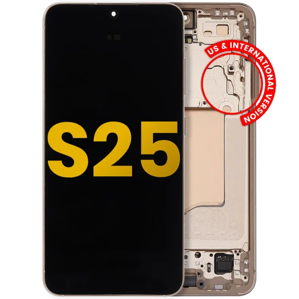 Samsung Galaxy S25 İle Uyumlu Çerçeveli Ekran Dokunmatik Ekran Orijinal(Pembe Altın)