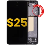 Samsung Galaxy S25 İle Uyumlu Çerçeveli Ekran Dokunmatik Orijinal Ekranı Orijinal(MaviáSiyah)