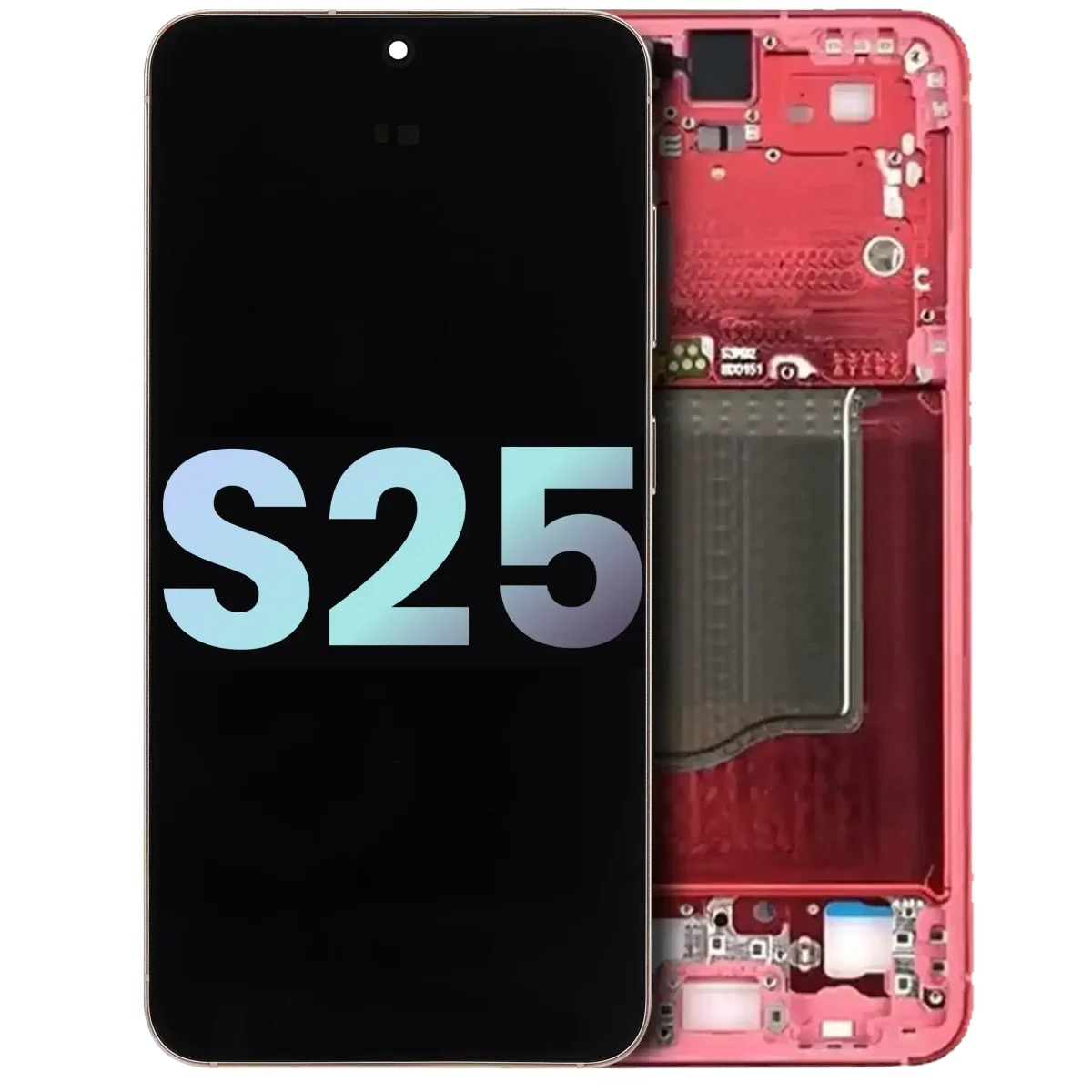 Samsung Galaxy S25 İle Uyumlu  Orijinal Ekranı (Servis Paketi)(Mercan Kırmızısı) Çerçeveli ekran Orijinal Ekranı