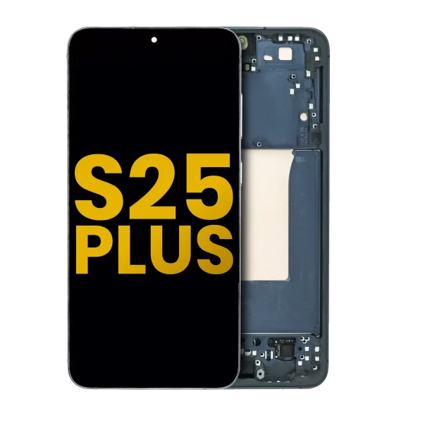 Samsung Galaxy S25 Plus İle Uyumlu İçin Çerçeveli ekran 5G - Orijinal (Mavi Siyah)  Orijinal Ekranı