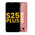 Samsung Galaxy S25 Plus İle Uyumlu İçin Çerçeveli ekran 5G - Orijinal (Mercan Kırmızısı)  Orijinal Ekranı