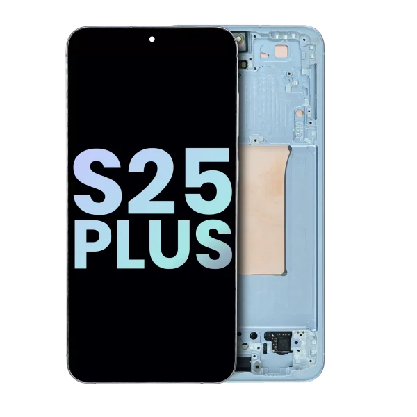 Samsung Galaxy S25 Plus İle Uyumlu İçin Çerçeveli ekran 5G - (Servis Paketi) (Buz Mavisi)  Orijinal Ekranı