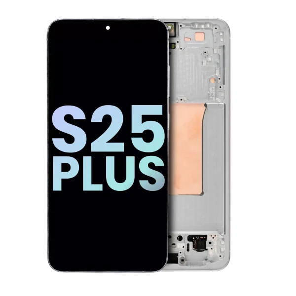Samsung Galaxy S25 Plus İle Uyumlu İçin Çerçeveli ekran 5G - (Servis Paketi) (Gümüş Gölge)  Orijinal Ekranı Uyumlu