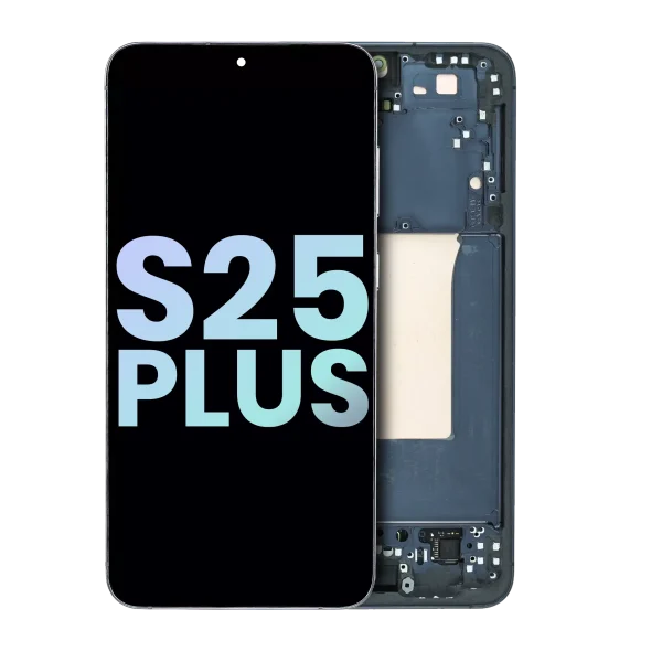 Samsung Galaxy S25 Plus İle Uyumlu İçin Çerçeveli ekran 5G - (Servis Paketi) (Mavi Siyah)  Orijinal Ekranı