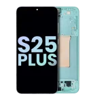 Samsung Galaxy S25 Plus İle Uyumlu İçin Çerçeveli ekran 5G - (Servis Paketi) (Nane)  Orijinal Ekranı
