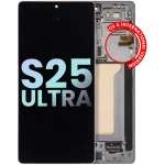Samsung Galaxy S25 Ultra İle Uyumlu Çerçeveli Ekran DokunmatikOrijinal Ekranı (Servis Paketi) (Titanyum Beyaz Gümüş)