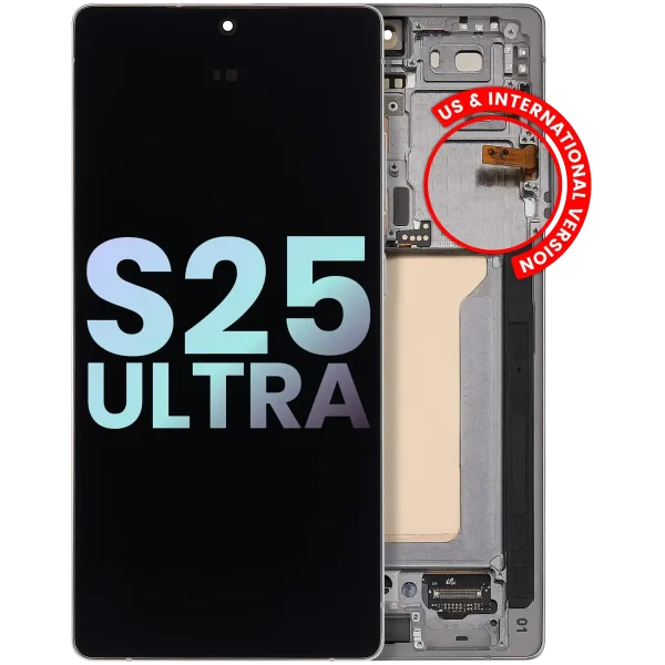 Samsung Galaxy S25 Ultra İle Uyumlu Çerçeveli Ekran DokunmatikOrijinal Ekranı (Servis Paketi) (Titanyum Beyaz Gümüş)
