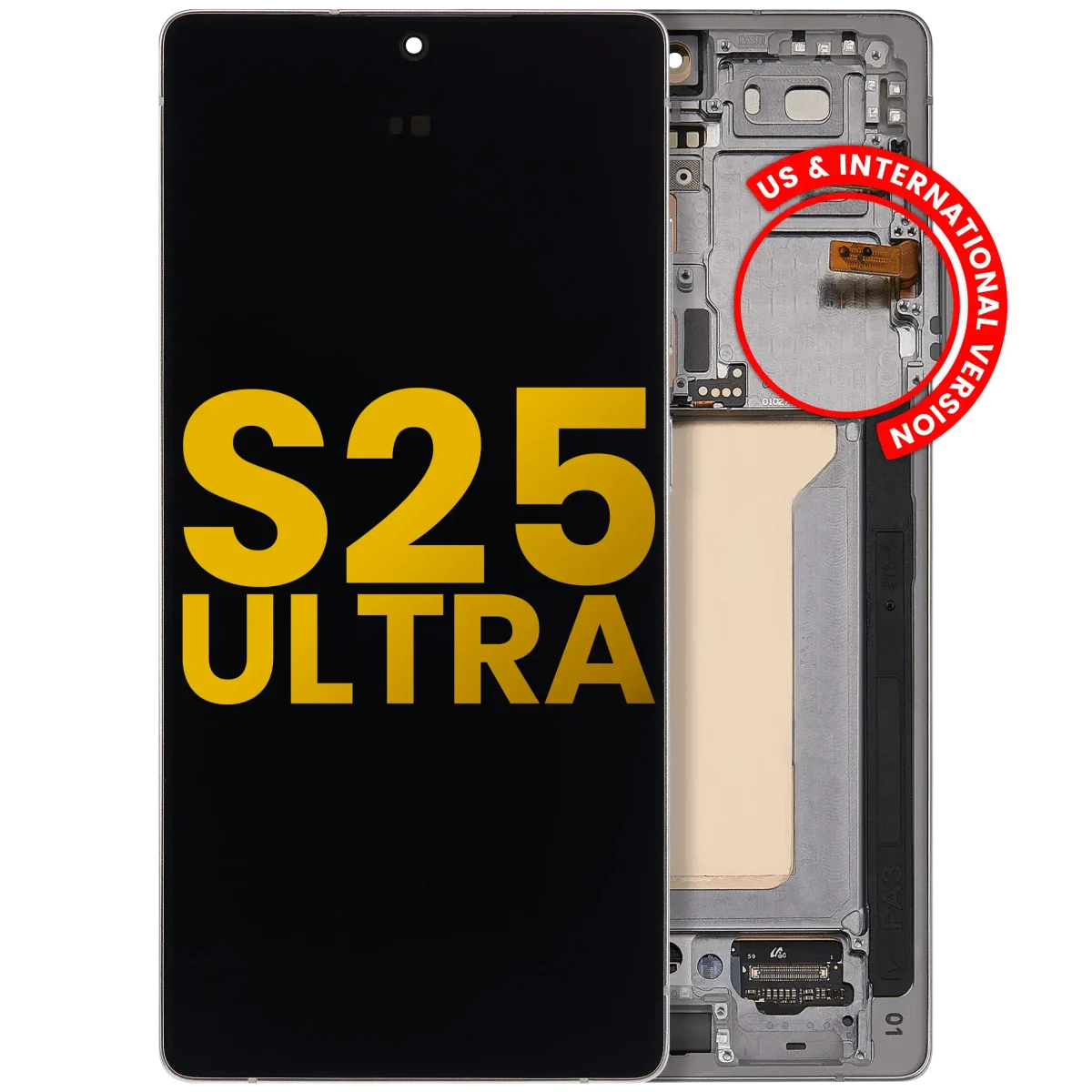 Samsung Galaxy S25 Ultra İle Uyumlu Çerçeveli Ekran DokunmatikOrijinal (Titanyum Beyaz Gümüş)