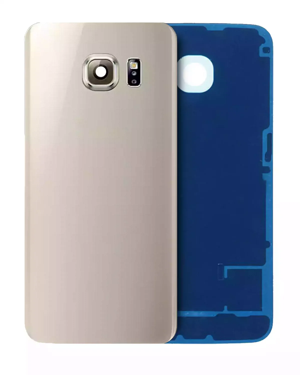 Samsung Galaxy S6 Edge İle Uyumlu Arka Kapak Camı Kamera Lensiyle Uyumlu (Servis Paketi) (Altın)